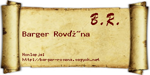Barger Rovéna névjegykártya
